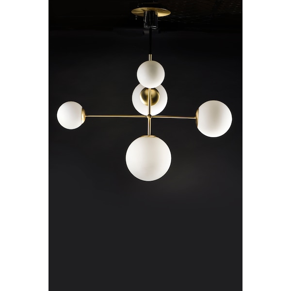 Vesper 5-Light 15 Wide Satin Brass / Black Pendant Light